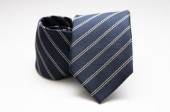 Premium Krawatte - Dunkelblau Gestreift 