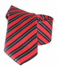 Goldenland Slim Krawatte - Rot-Schwarz Gestreift 