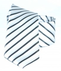 Goldenland Slim Krawatte - Silber-Schwarz Gestreift Gestreifte Krawatten