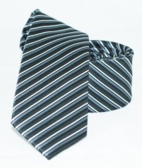 Goldenland Slim Krawatte - Silber-Schwarz Gestreift Gestreifte Krawatten