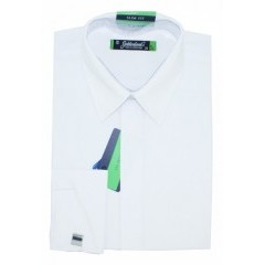 Goldenland Slim Langarm Hemd - Weiß Einfarbige Hemden