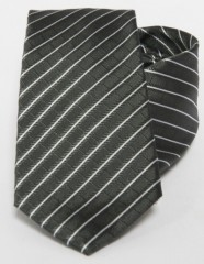 Premium Seidenkrawatte - Khaki-Weiß Gestreift Gestreifte Krawatten