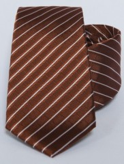 Premium Seidenkrawatte - Bronze-Weiß Gestreift Gestreifte Krawatten