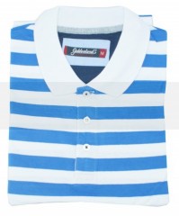 Goldenland Kurzarm T-Shirt - Blau - Weiß Slim/Smart Fit