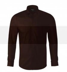 Slim Langarm Hemd - Dunkelbraun Langarmhemden