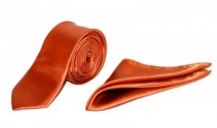 Satin Slim Set - Bronze Unifarbige Krawatten