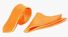 Satin Slim Set - Orange Unifarbige Krawatten