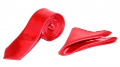 Satin Slim Set - Rot Unifarbige Krawatten