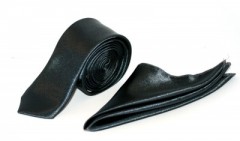 Satin Slim Set - Schwarz Unifarbige Krawatten