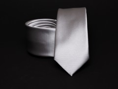 Rossini Slim Krawatte - Silber Satin Unifarbige Krawatten