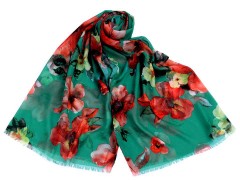 Schal mit Blumen  - Grün 