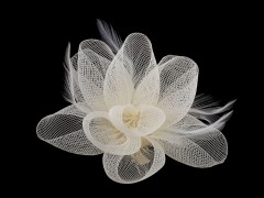 Brosche Blüte mit Federn - Natur Brosche, Reversnadel