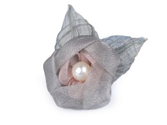 Brosche Blüte aus Organza mit Perle - Grau Brosche, Reversnadel
