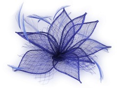 Brosche Blüte mit Federn - Königsblau 
