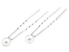 Haarspangen mit Perle 2 St. - Weiß 