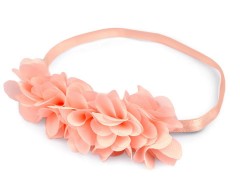 Elastisches Haarband mit Blumen - Lachs 