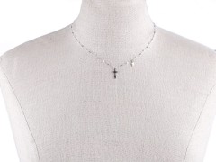 Halskette aus Edelstahl Kreuz mit geschliffenen Steinchen 