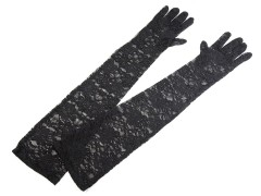 Spitzen Handschuhe lang - Schwarz 