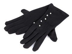 Damenhandschuhe mit Perlen - Schwarz Damen Handschuhe,Winterschal