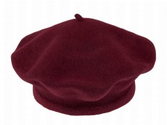 Damen Baskenmütze Tonak 100% Wolle - Bordeaux Hut, Mütze