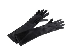 Satin Handschuhe lang 40 cm - Schwarz 