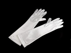 Satin Handschuhe lang 40 cm - Weiß 