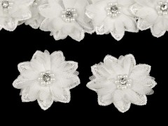Blume mit Perlen 10 St./Packung - Creme Brosche, Reversnadel