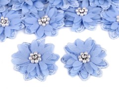 Blume mit Perlen 10 St./Packung - Blau Brosche, Reversnadel