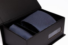   Premium Krawatte im Geschenkbox - Blau gepunktet Krawatten