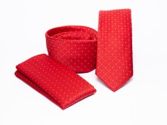    Premium Slim Krawatte Set - Rot gepunktet 