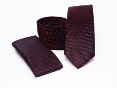    Premium Slim Krawatte Set - Bordeaux 