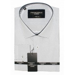 Francesco Uomo Langarm Hemd - Weiß gemustert Langarmhemden