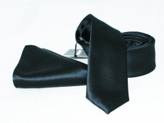    NM Satin Slim Krawatte Set - Schwarz Unifarbige Krawatten