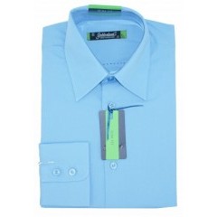    Goldenland Slim Langarm Hemd - Hellblau Einfarbige Hemden
