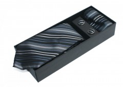 Newsmen Krawatte Set - Schwarz-grau gestreift Gestreifte Krawatten