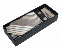    Newsmen Krawatte Set - Beige gestreift Krawatten