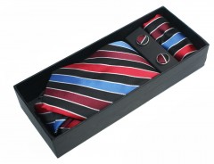   Newsmen Krawatte Set - Blau-rot gestreift Krawatten