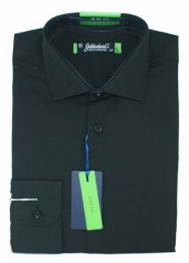 Goldenland Slim Langarm Hemd - Schwarz Einfarbige Hemden