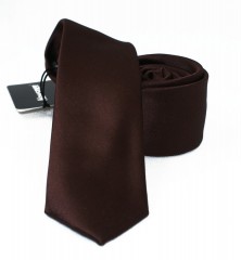          NM Slim Satin Krawatte - Dunkelbraun Unifarbige Krawatten