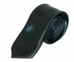 Satin Slim Krawatte - Schwarz Unifarbige Krawatten