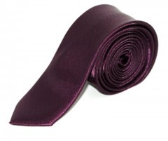 Satin Slim Krawatte - Dunkellila Unifarbige Krawatten