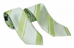 Satin Vater-Sohn Krawatte Set - Grün gestreift 