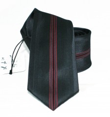          NM Slim Krawatte - Schwarz-rot gestreift 