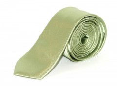 Satin Slim Krawatte - Hellgrün Unifarbige Krawatten