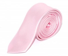 Satin Slim Krawatte - Rosa Unifarbige Krawatten