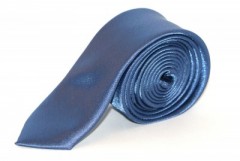 Satin Slim Krawatte - Blau Unifarbige Krawatten