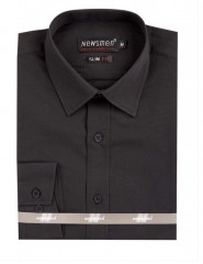                    Newsmen Slim langarmhemd - Schwarz Einfarbige Hemden