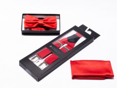 NM Fliege-Hosenträger Set im Geschenkbox - Rot 
