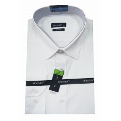   Newsmen elastisches schmales Hemd - Weiß Langarmhemden
