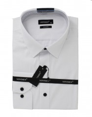     Newsmen Slim Langarm Hemd - Weiß Einfarbige Hemden